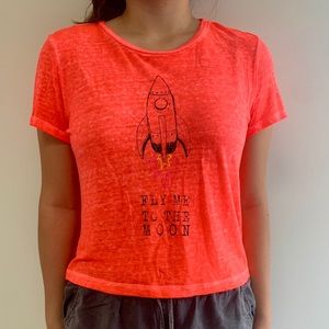 Aeropostale Fly Me to the Moon Coral Crop Top
